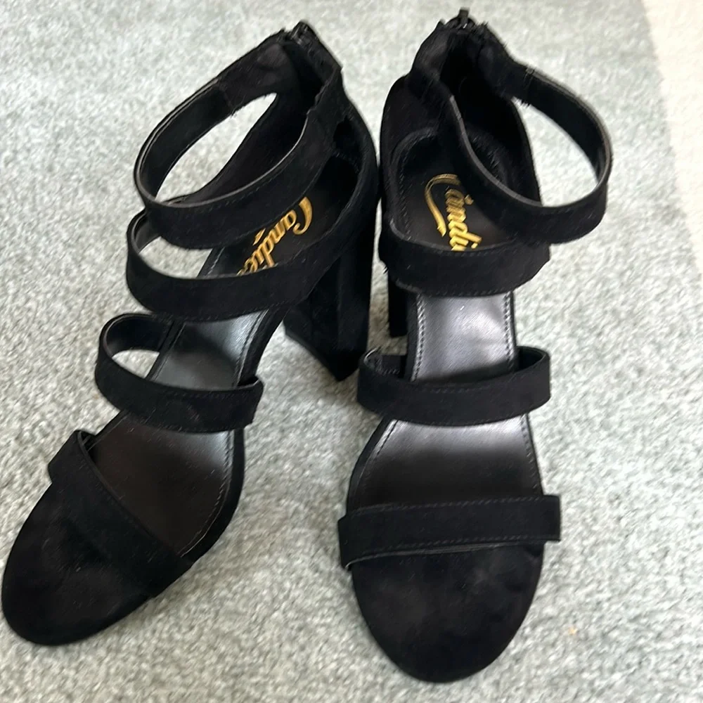Candies Black Strappy Open Toe Heels